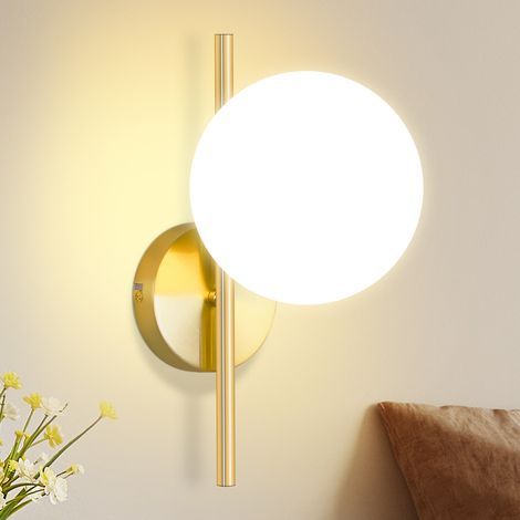 Wandleuchte für den Innenbereich, Treppenhausbeleuchtung, Vintage-Flurlampe, 1 Glühbirne, Glasschirm, goldene E27-Wandleuchte, moderne Beleuchtung (Leuchtmittel nicht enthalten) (1/5)