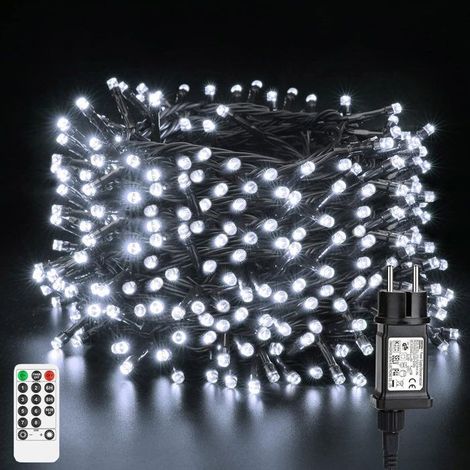 Guirlande lumineuse extérieur intérieur 30 m 300 LED - Décoration de Noël 8 modes avec minuterie, guinguette pour jardin, blanc froid (1/5)