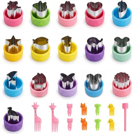 27 Pcs Mini Stainless Steel Cookie Cutters with Protective Handle, Bread and Vegetable Cutters for Kids Fruit Sandwich Biscuits DIY (1/5)