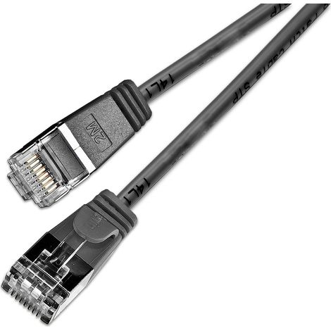 SLIM KAT6 Lightpatchkabel rund, U/FTP, Ø 3,8mm, schwarz (1/2)