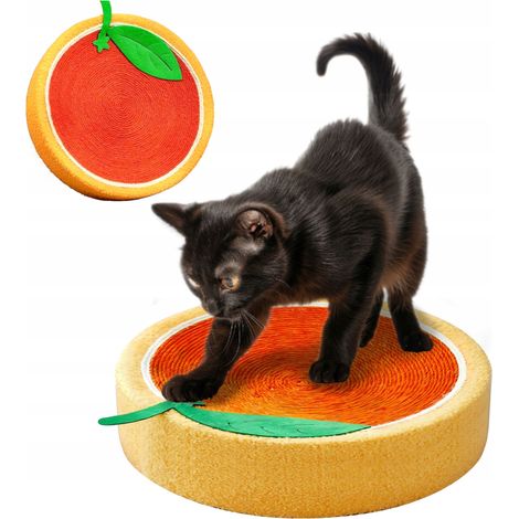 Rascador redondo para gatos, color naranja, 39 cm (1/5)