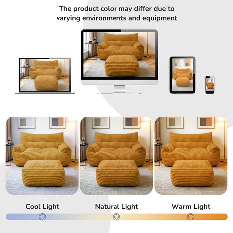 Pouf-lit double convertible avec repose-pieds - Grand siège gonflable pour adulte, ado et enfant, parfait pour salon, chambre, studio étudiant ou terrasse. (1/5)