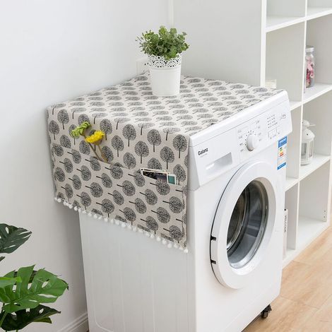 Refrigerator Dust Cover - For Washing Machine - Multifunctional - Dustproof - Nordic Style - Geometric Pattern (White Background - 70170) (1/4)