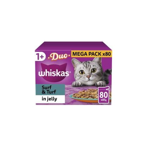 Whiskas 1+ Duo Surf and Turf Adult Wet Cat Food Pouches in J - 85g - 811971