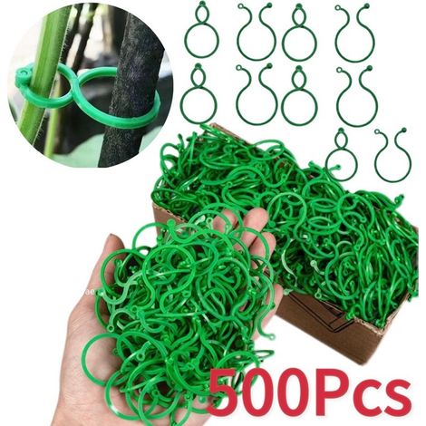 50/100/500 pinces à plantes grimpantes en plastique pour le jardin, anneaux de fixation, crochets pour tuteurs de tomates, outil de support pour plantes grimpantes (1/5)