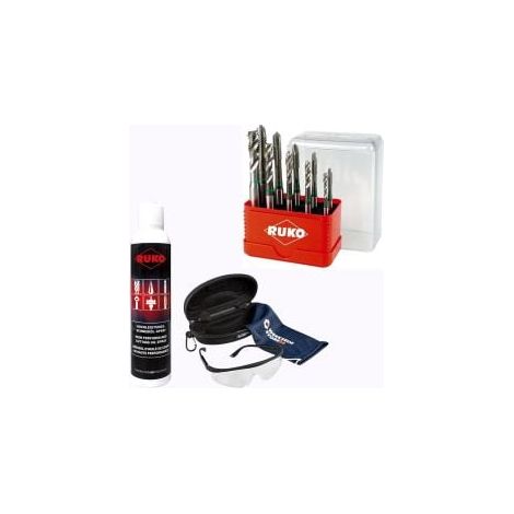 RUKO Maschinengewindebohrer-Satz HSS-CO DIN371B 10tlg., M4-M10 inkl. Spray & Schutzbrille - WZSA245055E