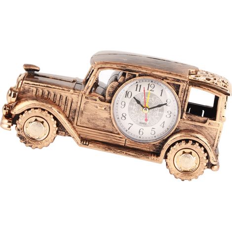Réveil de bureau multifonction, réveil voiture vintage classique, cadeau (bronze) (1/5)