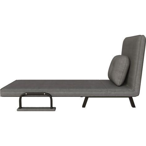 Tumbona relax convertible 60x60 cm, respaldo ajustable en 5 posiciones, posición tumbada 180°, tejido chenilla y metal - gris (1/5)