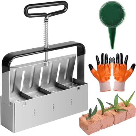 Presse Motte pour Semis, 4 Bloc de Sol de 4,5 × 5cm, Manuel (1/5)