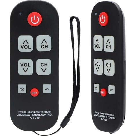 Telecomando universale A-TV10 con pulsanti grandi per la configurazione iniziale di TV LG, Vizio, Sharp, Panasonic, Philips e RCA. (1/5)