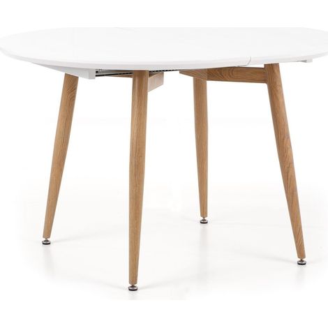 Mesa Houston Humus, Blanco + Roble sanremo, 75x100x120cm, Alargamiento, MDF, Metal (1/5)