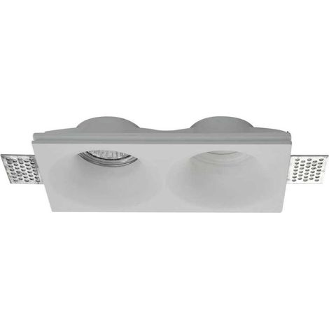V-TAC Portafaretto LED Doppio da Incasso Rettangolare 2GU10 in Gesso con Taglio Smussato Colore Bianco (1/5)