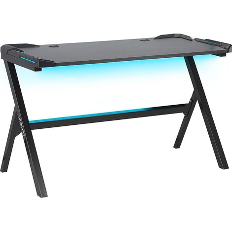 Gaming-Tisch DANVERS Schwarz 120 cm 60 cm RGB LED