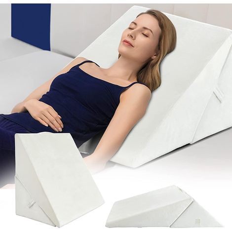 COSTWAY Cuscino a Cuneo per Letto e Divano, Cuscino da Lettura Relax, per Gambe Schiena e Ginocchio, con Fodera Lavabile (Bianco) (1/5)