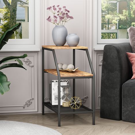 Tavolino da salotto Fyrk, Rovere rustico, 30 x 61.5 cm con 2 scomparti aperti, Vicco
