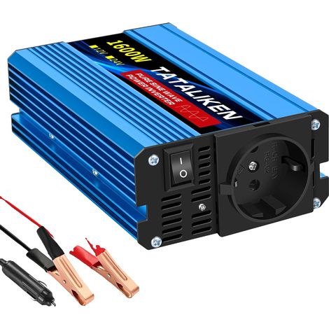 Inversor, salida de CA de 220 V, compatible con enchufe europeo, 24 V 1600 W 220 V 50 Hz UE (1/2)