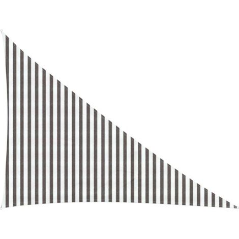 Voile d'ombrage gris clair et blanc, 3 x 4 x 5 mètres, en polyéthylène haute densité. (1/5)