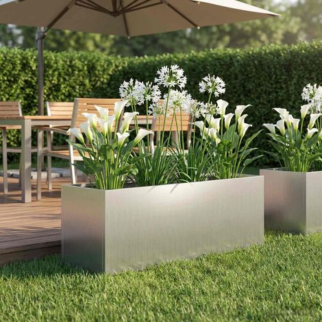 vidaXL Macetero de Jardín Plateado 60 x 20 x 20 cm Acero Galvanizado (1/5)