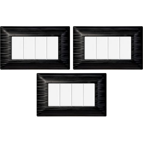 gloca Set Placche Plastica Compatibili Matix (3 Pezzi Nero Satinato, 4 Posti) (1/4)