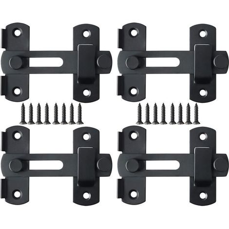 2 Pcs Verrou de Porte Coulissante Serrure de Porte Loquet à Bascule Boulon de Verrouillage de Boucle avec Vis pour Porte, Fenêtre, Placard et Jardin, Noir Mat en Acier Inoxydable (1/4)