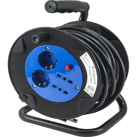 Prolunga avvolgicavo elettrico 15m 4 prese ingressi bipasso schuko jordan r-h3