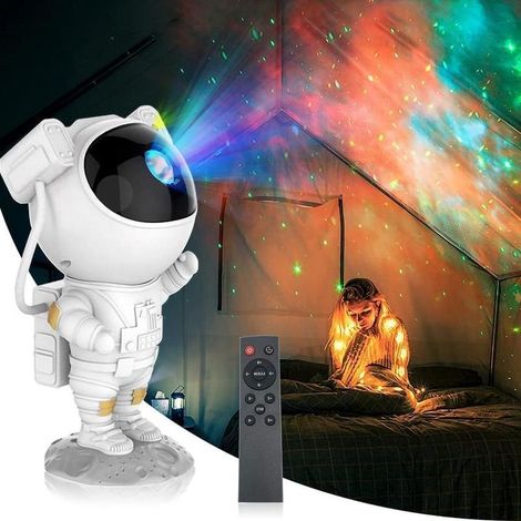 Projecteur de ciel étoilé LED avec effet astronaute, veilleuse pour enfants et adultes, décoration de chambre, étoiles rotatives et projetées, blanc (1/5)