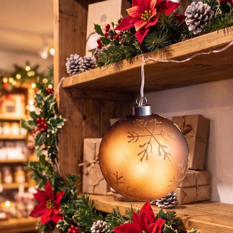 Goldene LED-Weihnachtskristallkugel mit Sternen (1/2)