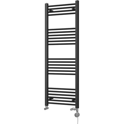 Zennor - Black Dual Fuel Towel Rail H1400mm x W500mm Thermostatic - Straight (1/3)