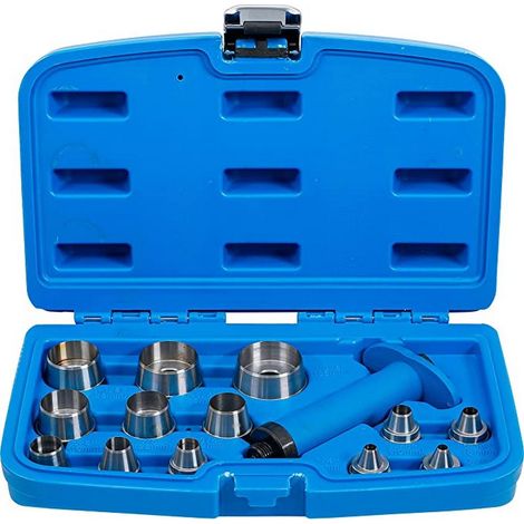 Bgs Technic – Coffret de 13 emporte-pièces ronds 5 à 35 mm – Poinçons interchangeables pour papier, cuir, caoutchouc – Malette avec pointeau ergonomique