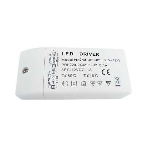 Lampesecoenergie – Transformateur 12W 220V vers 12V DC – Convertisseur de tension pour LED – Protection contre surtensions – Raccordement simple par bornes à vis