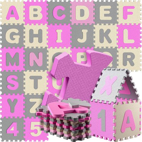 Spielwerk® 86 Pcs Childrens Puzzle Play Floor Mat EVA Foam 3.24 m² 29.5x29.5cm Pink (de) (1/7)