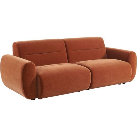 sweeek - 3-Sitzer Sofa mit Stoffbezug, Stoff, Terrakotta (1/5)
