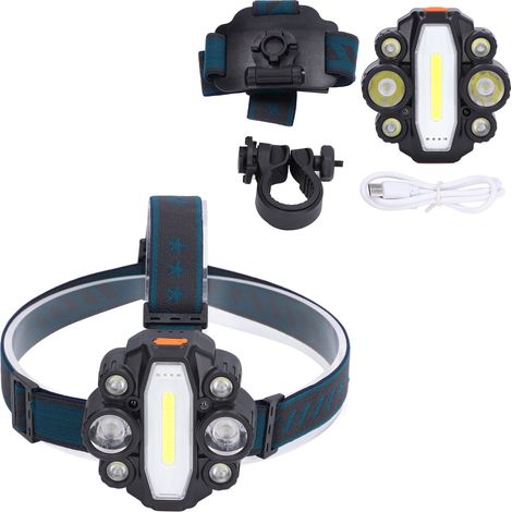 Leistungsstarke LED-Stirnlampe, multifunktionale intelligente Gestenerkennung, USB-aufladbare Fahrradlampe, wasserdicht, für Radfahren/Abenteuer/Nachtlaufen/Camping/DIY/Wandern, leicht, mit eingebaute (1/5)