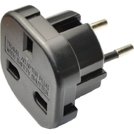 Adaptateur secteur britannique 3 broches vers européen 2 broches – 220-240 V – Noir – Pour apils électroniques – Hobbytech