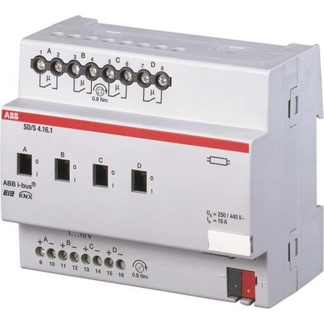 ABB SD/S4.16.1 EIB/KNX ATTUATORE/DIMMER QUADRUPLE 16 A DIN RAIL ABB STOTZ S&J 2CDG110080R0011