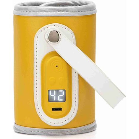 Chauffe-biberon USB jaune avec affichage de température intelligent, température constante, chauffe-lait universel pour extérieur (1/5)