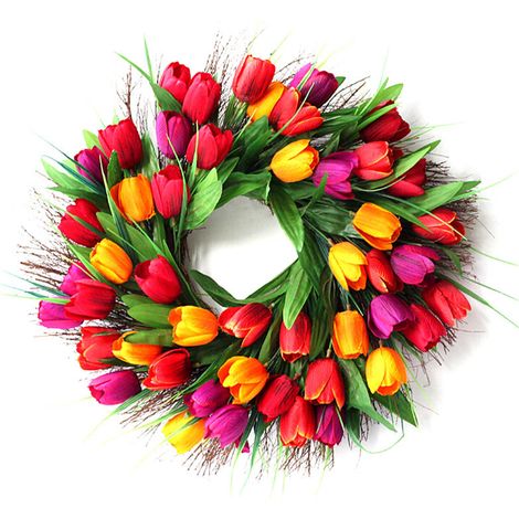 Blumenkranz in leuchtenden Farben, handgefertigt aus Seide, künstlicher Türkranz für Zuhause und Geschäfte (1/5)
