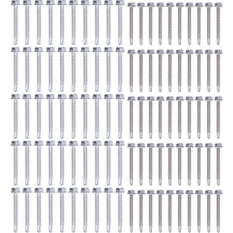 Lot de 100 vis autoperceuses en acier inoxydable 304, rondelle hexagonale, modèles 4,2x38mm et 4,8x38mm (1/5)