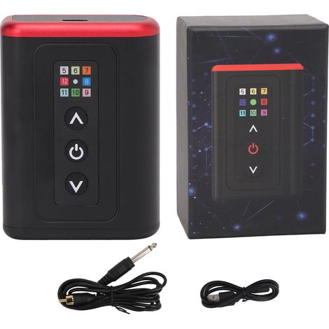 Alimentation sans fil rouge pour tatouage, batterie rechargeable 4800mAh, bloc d'alimentation électrique pour machine à tatouer rotative. (1/5)