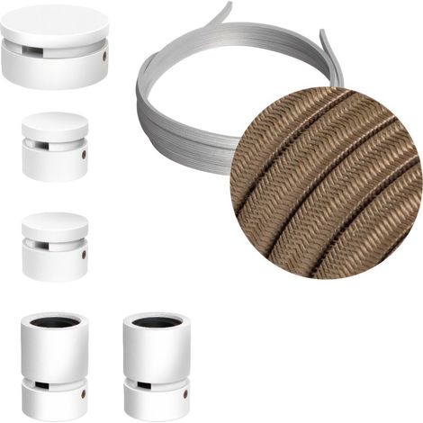 Système Filé Wiggle Kit - avec 3 m de câble caténaire et 5 éléments en bois peints en blanc pour l'intérieur (1/4)