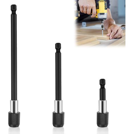 3 Pieces 1/4 Inch Screwdriver Bit Holder, 60 mm, 100 mm, 150 mm Magnetic Screwdriver Bit, Extension Screwdriver Suitable for Most Electric Screwdrivers, Pneumatic (1/5)