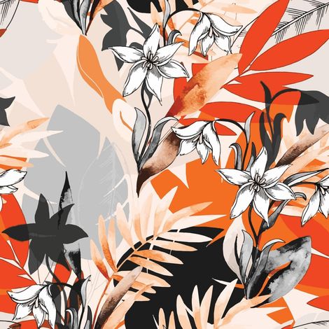 Tissu d'ameublement extérieur Oxford - Motif automne Feuilles rouges I DR101 (1/5)