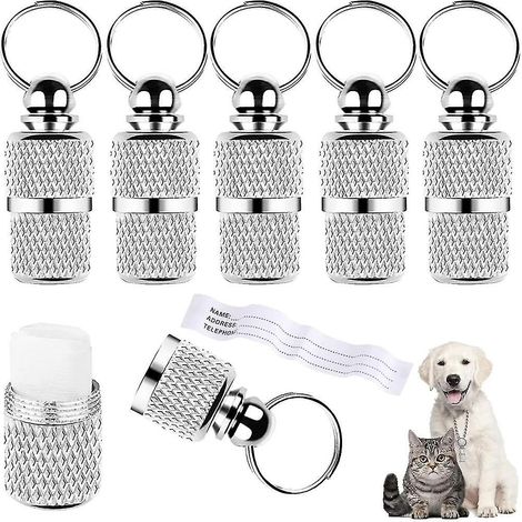 Lot de 10 médailles d'adresse pour chiens et chats avec anneau porte-clés et collier. (1/5)