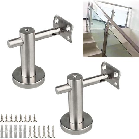 Support de Main Courante Acier Inoxydable, 2 Pièces Réglable Support Rampe Escalier avec Vis Métal Supports Muraux pour Couloirs Fixation Main Courante Murale pour Support Mural Loft Bannister (1/5)