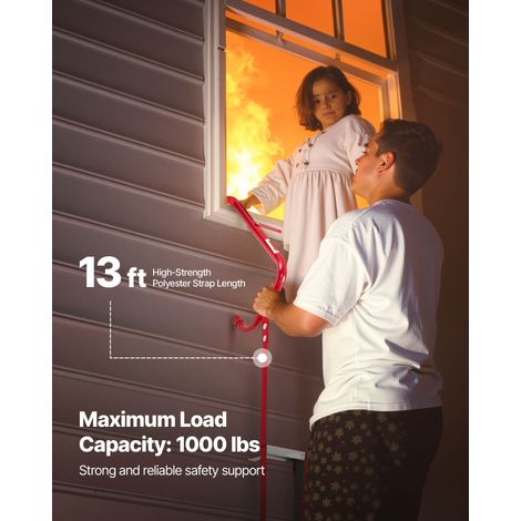 Échelle de secours incendie 2 étages 4 m télescopique, alliage d'aluminium léger, sangle polyester renforcée, marches antidérapantes larges, charge maxi 453 kg (1/5)
