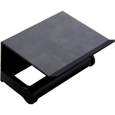 Porte-papier toilette mural noir avec rangement pour téléphone portable - Support en aluminium spatial pour accessoires de salle de bain (1/4)