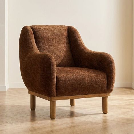 Skandinavischer Sessel Kupferbrauner Chenille-Mischstoff Rens
