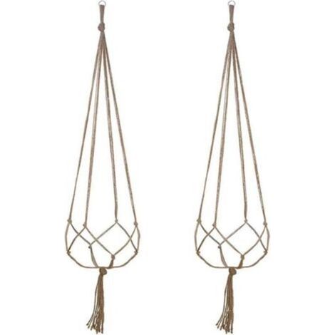 Lot de 2 Suspension Plante pour Pot de Fleurs Cache-Pots Suspension en Corde Suspension Plante Porte Décoration pour Interieur et Extérieur Suspendue Décoration Balcon Maison (90cm)