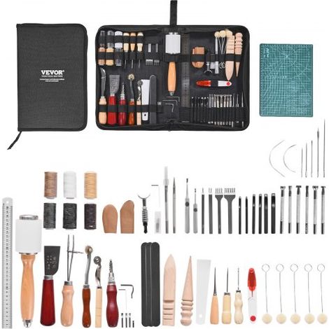 Kit de travail du cuir - 59 pièces outils d'artisanat du cuir (1/5)