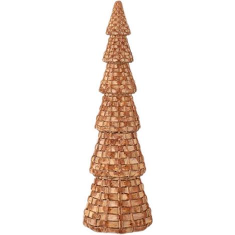 Rotin résine sapin de Noël cône, naturel style de figurine table pour manteau de cheminée centre de table,A (1/5)
